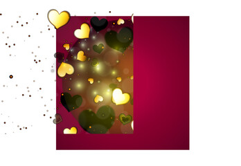 Poster - Shiny red lighting effect heart shape abstract pattern background.