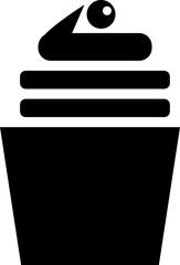 Sticker - B&W cupcake icon in flat style.