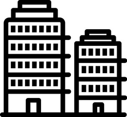 Sticker - City skyline icon in b&w color.