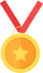 Sticker - Star Medal icon in red and orange color.