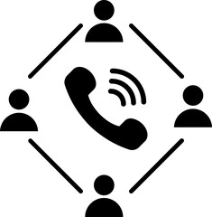 Sticker - Vector illustration of conference call icon.