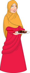 Poster - Muslim woman holding a plate of cookies.