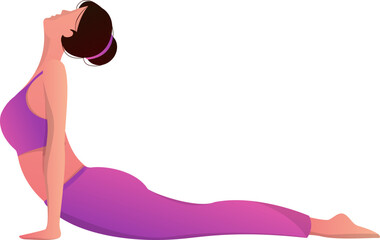 Wall Mural - Adorable female cartoon character in Cobra Posture (Bhujangasana).