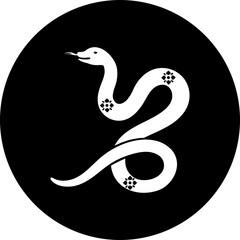 Sticker - B&W illustration of zodiac snake icon.