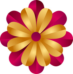 Sticker - Paper flower in red and golden color.