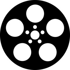 Poster - Film reel icon in b&w color.