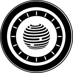 Sticker - B&W illustration of factom crypto coin icon.