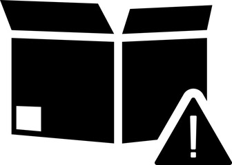 Poster - Error delivery parcel box icon in b&w color.