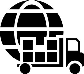 Canvas Print - International transport delivery service icon. Glyph sign or symbol.