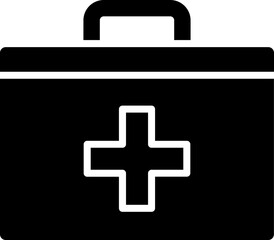 Poster - First aid box icon in flat style.