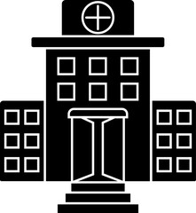 Poster - Isolated b&w hospital building icon.