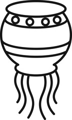 Sticker - Flat style paper lantern icon in line art.