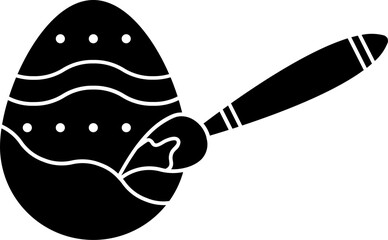 Sticker - Illustration of paint brush painted egg,  icon or symbol.