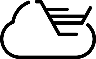 Canvas Print - cloud computing shopping concept icon in line art.