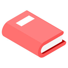 Wall Mural - Isometric book icon in red color.