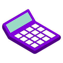 Canvas Print - Isometric calculator icon in purple color.