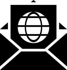 Sticker - Illustration of global message letter glyph icon.