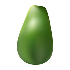 Sticker - 3D render papaya in green color.