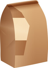 Sticker - Brown paper bag symbol. Realistic illustration element.