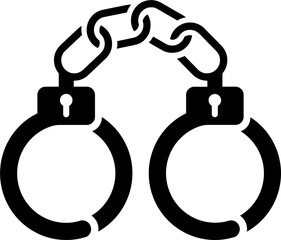 Poster - B&W illustration of handcuffs icon.