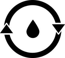 Sticker - Reuse or recycle water icon in black color.