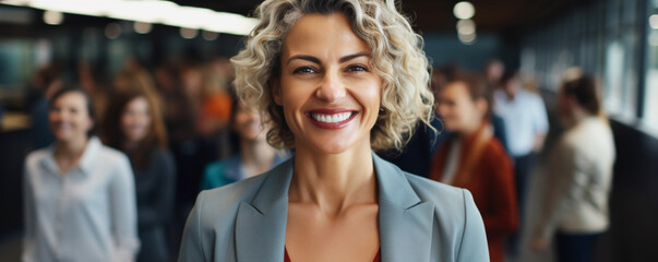 Poster - Businesswoman with colleagues in her office