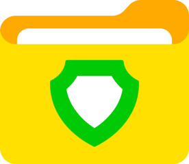 Canvas Print - Security shield folder icon in yellow and green color.