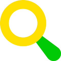 Wall Mural - Search or magnifying glass icon in green and yellow color.