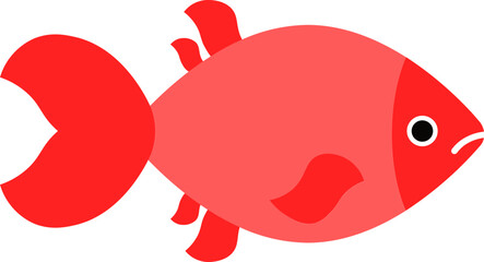 Wall Mural - Red cartoon fish icon on white background.