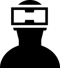 Sticker - Human wearing vr glasses icon for virtual reality concept. 