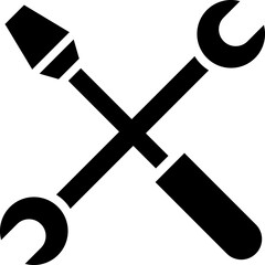 Sticker - Wrench and screwdriver glyph icon.