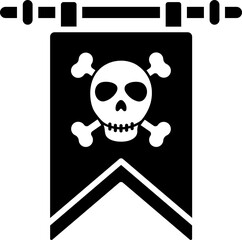 Wall Mural - Flat style skull flag icon in b&w color.