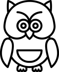 Canvas Print - Cartoon character of owl icon in line art.