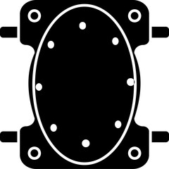 B&W illustration of knee pad icon.