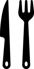 Sticker - Knife and fork icon in black color.