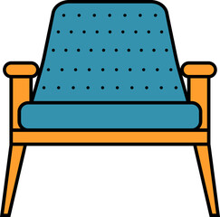 Wall Mural - Illustration of Chair icon in orange and blue color.