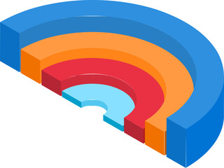 Poster - Isometric colorful pie chart or half circle infographic chart.