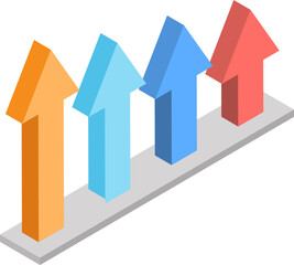 Poster - 3D illustration of column arrow bar graph.