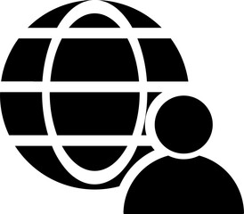 Sticker - Vector illustration of globe with man icon.