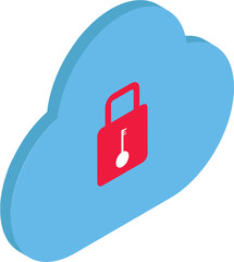 Canvas Print - locked cloud storage isometric element.