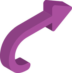 Canvas Print - 3D illustration of right arrow icon in purple color.