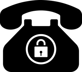 Poster - Illustration of lock telephone glyph icon.