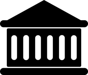 Poster - Bank or court building icon in b&w color.