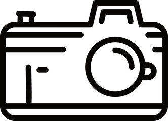 Sticker - Line art illustration of digital camera icon.