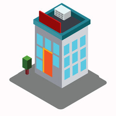 Sticker - Building element in isometric style.