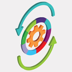 Sticker - Flat illustration of workflow process element.