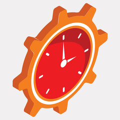 Sticker - Isolated clock element in isometric style.