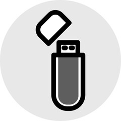 Sticker - USB or Pen Drive icon in gray and black color.