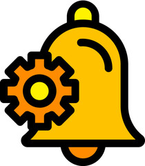 Poster - Bell Setting icon in orange and black color.