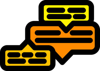 Sticker - Comment or Speech Bubbles icon in yellow and orange color.